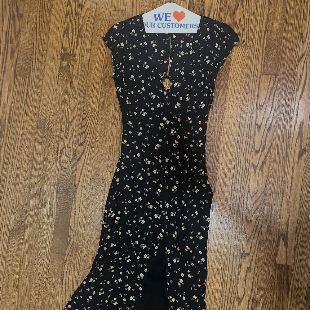 Reformation Cap Sleeve Flowers Open Back Dress